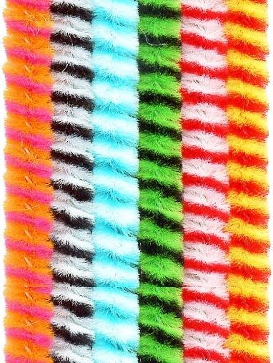   Chenille Draad 6mm x 30cm|Multi pak|Gestreept